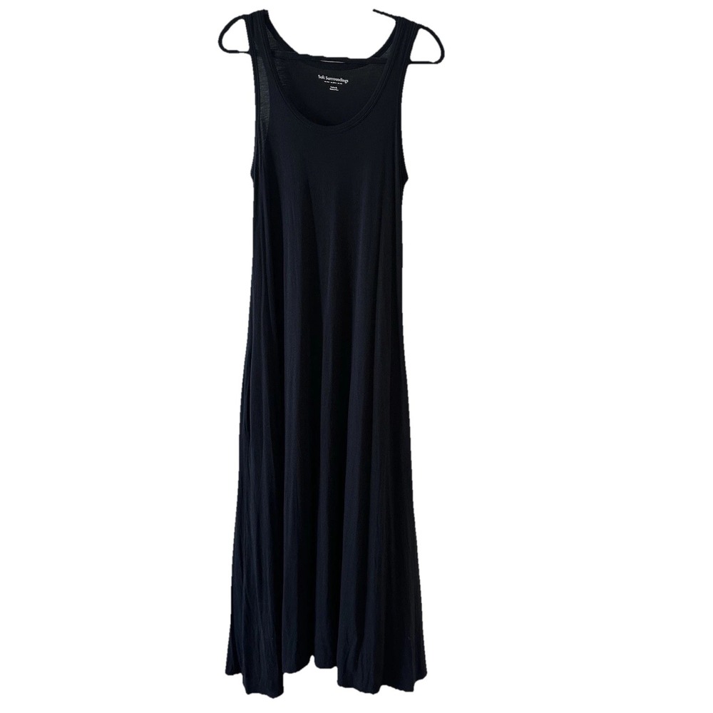 Soft Surroundings Black Maxi Santiago Sleeveless Tank Dress Pockets Petites PXL